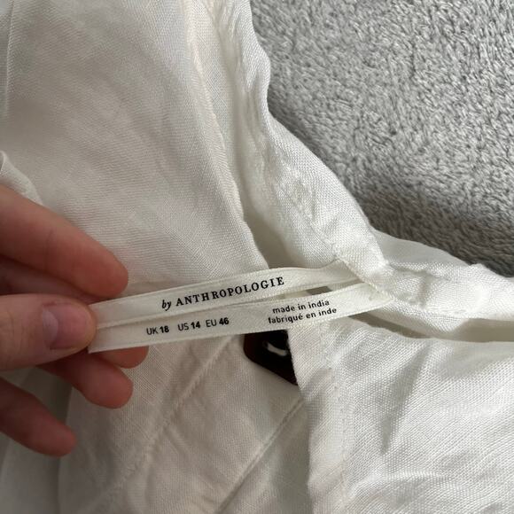 Anthropologie Off The Shoulder Button Midi Dress Size 14 Prairie Cottage New - Picture 4 of 6